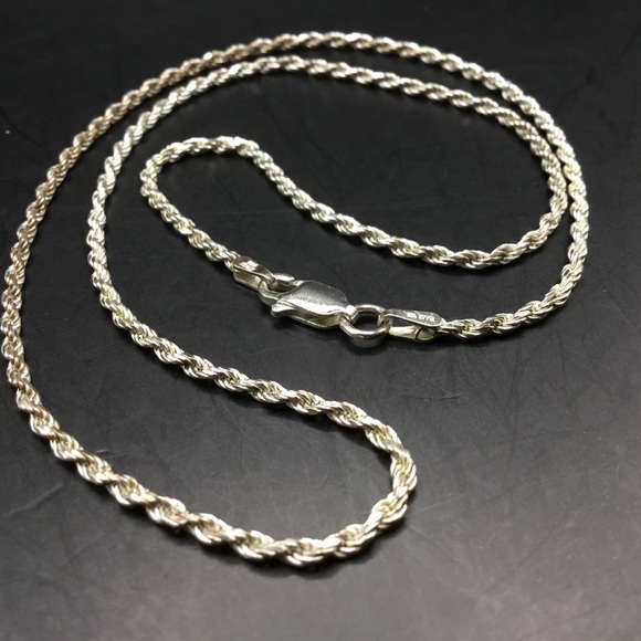 Jewelry - ITALY 925 Diamond Cut Rope Necklace 18 inches